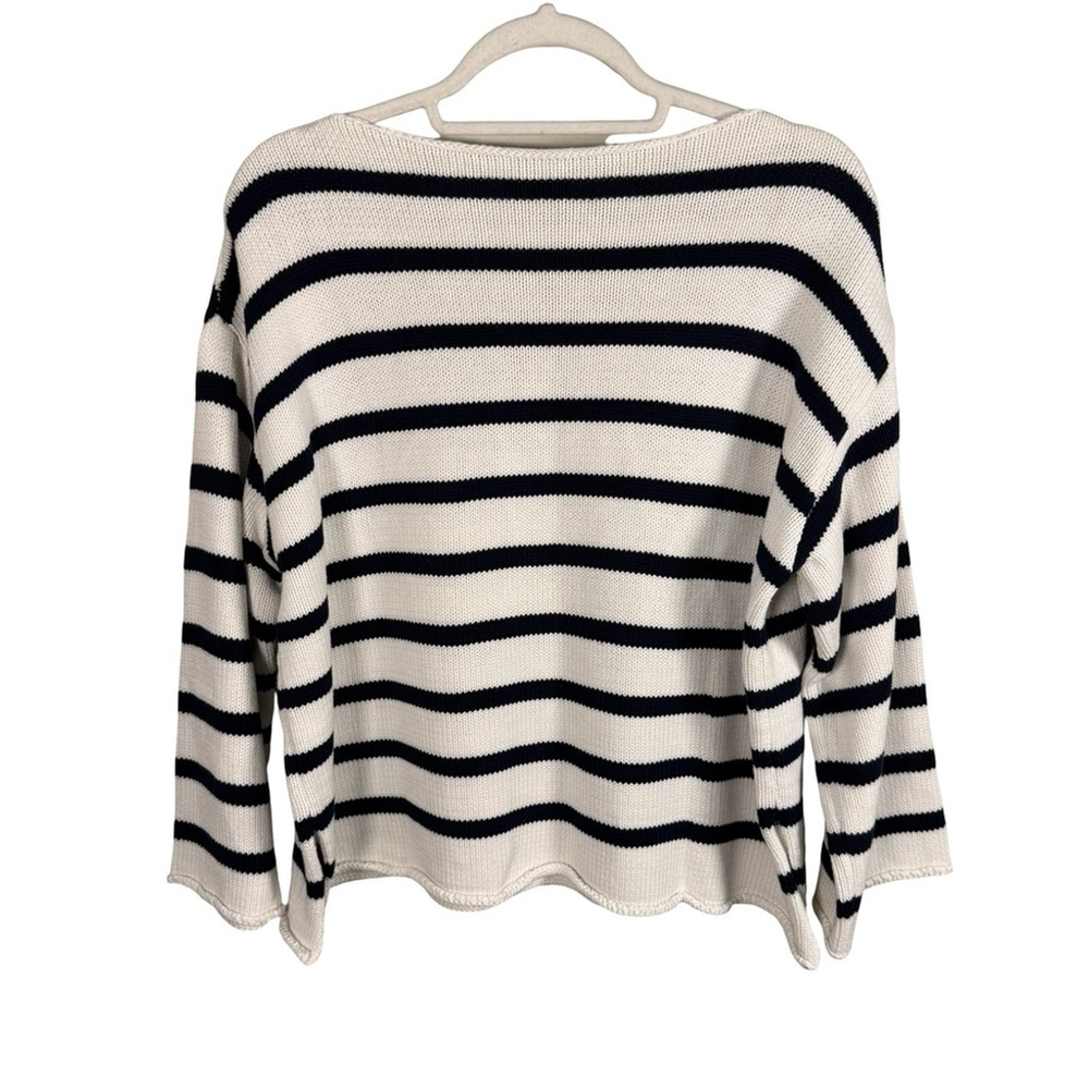 Demylee Striped Oversized Sweater with Floral Sequin Design Size S Parisian - Picture 4 of 13